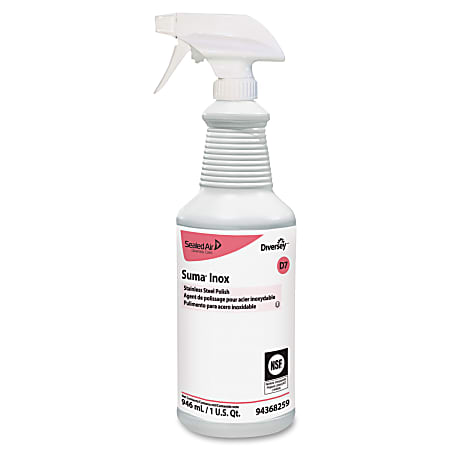 Diversey Suma Inox Stainless Steel Polish - Ready-To-Use - 32 fl oz (1 quart) - Hydrocarbon Scent - 6 / Carton - Luster - Clear
