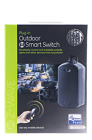 GE Z Wave Plus Plug in Outdoor Smart Switch Black 14284 - Office Depot