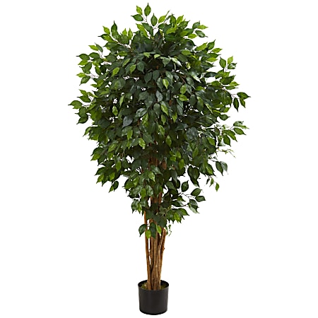 Nearly Natural Ficus 66”H Artificial Tree With Pot, 66”H x 12”W x 12”D, Green