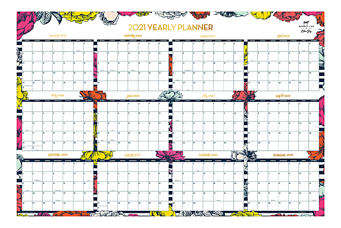 Blue Sky™ Dabney Lee Monthly Laminated Wall Calendar, 36" x 24", Millie, 2020 To 2021, 118892   