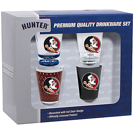 Hunter® NCAA Shot Glass Collector Set, 2 Oz, Florida State Seminoles, Pack Of 4