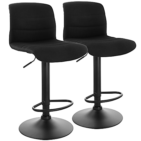 Elama Adjustable Fabric Bar Stools, Charcoal/Black, Set Of 2 Stools