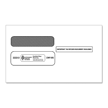 ComplyRight™ Double-Window Envelopes For Standard IRS 3-Up 1099 Formats, Self Seal, 3 7/8" x 8 3/8", Pack Of 200 Envelopes