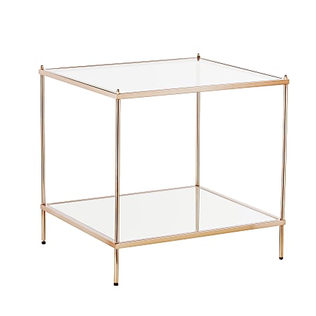 SEI Furniture Knox End Table, Square, Clear/Metallic Gold