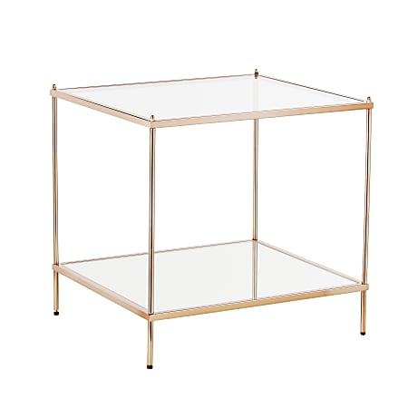 SEI Furniture Knox End Table, Square, Clear/Metallic Gold