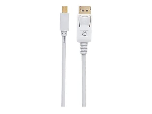 Manhattan Mini DisplayPort 1.2 to DisplayPort Cable, 4K@60Hz, 1m, Male to Male, White, Lifetime Warranty, Polybag - DisplayPort cable - DisplayPort (M) latched to Mini DisplayPort (M) - DisplayPort 1.2 - 300 V - 3.3 ft - booted, molded, 4K support - white