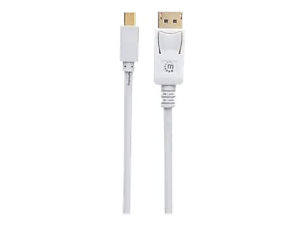 Manhattan Mini DisplayPort 1.2 to DisplayPort Cable, 4K@60Hz, 1m, Male to Male, White, Lifetime Warranty, Polybag - 324724