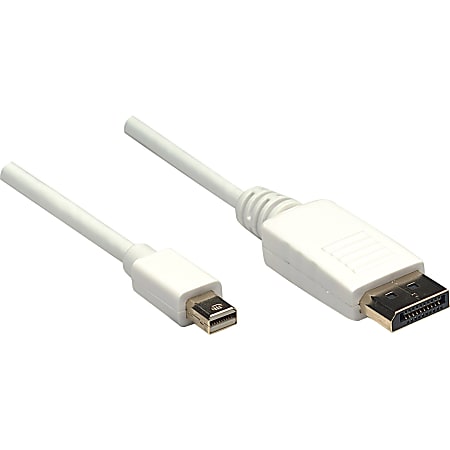 Manhattan Mini DisplayPort Male to DisplayPort Male Monitor Cable, 3', White - Fully shielded to reduce EMI and other interference sources