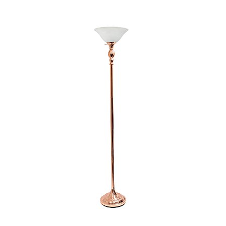 Lalia Home Classic 1-Light Torchiere Floor Lamp, 71"H, Rose Gold/White