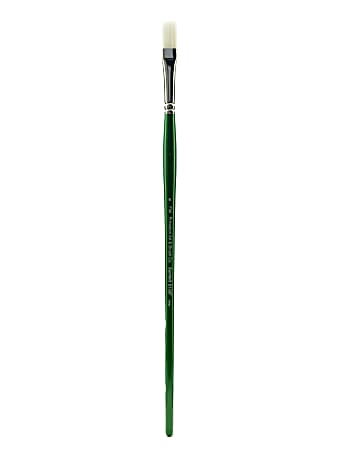 Princeton Oil And Acrylic Paint Brush 6100, Size 6, Flat Bristle, Syntheitc, Green