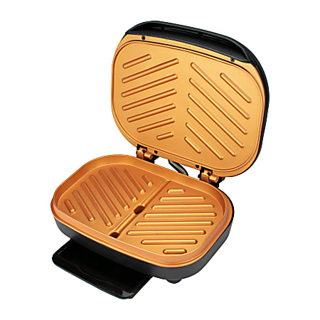 Brentwood 2-Serving Non-Stick 750-Watt Indoor Electric Copper Grill And Panini Press, 8", Black