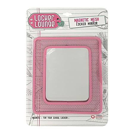 Locker Lounge™ Magnetic Mesh Mirror, 6 5/8" x 9 15/16", Pink