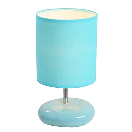 Simple Designs Stonies Small Stone Look Table Bedside Lamp, Blue