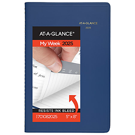 2025 AT-A-GLANCE® Weekly Appointment Book Planner, 5" x 8", Blue, January To December, 7010820