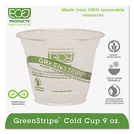Eco-Products® GreenStripe® PLA Compostable Cold Cups,