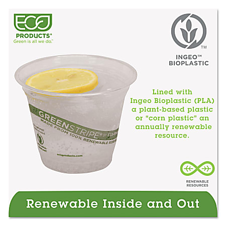 Eco Products GreenStripe PLA Compostable Cold Cups ClearGreen 9 Oz Pack ...