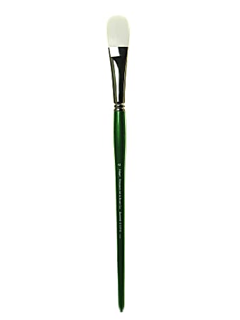 Princeton Synthetic Bristle Oil And Acrylic Paint Brush 6100, Size 12, Filbert Bristle, Synthetic, Green