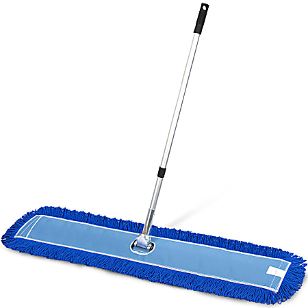 Gritt Commercial All-In-One Microfiber Dust Mop Set With 72" Telescopic Handle, 60", Blue/Silver
