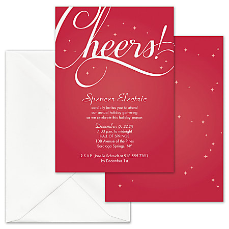 Custom Premium Event Invitations With Envelopes, 5" x 7", Big Cheers, Box Of 25 Cards