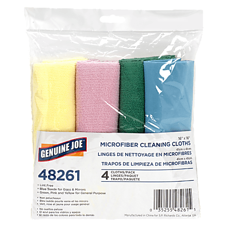 Genuine Joe Microfiber Cleaning Cloths, Box Of 4
