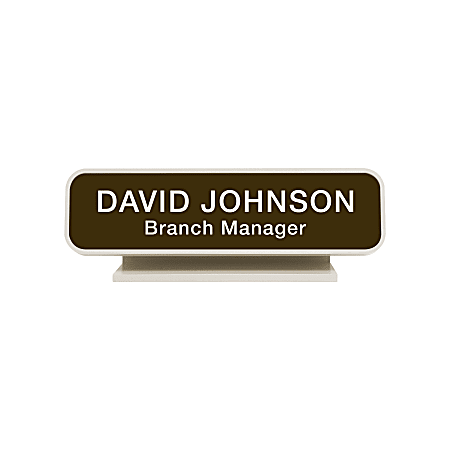 Custom Engraved Plastic Designer Desk Signs With Pedestal Holder, 2" x 8"