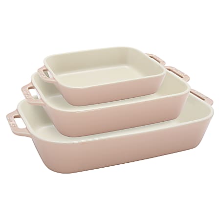Staub 3-Piece Baking Dish Set, Macaron Pastel Pink