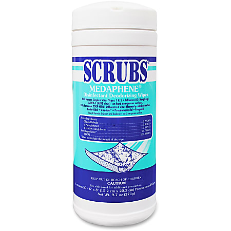 SCRUBS® Disinfecting/Deodorizing Wipes, Box Of 50