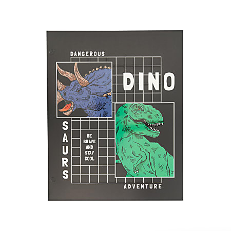Eccolo Lena + Liam Paper Back To School 2-Pocket Folder, 9-1/4” x 11-1/2”, Dino Grid