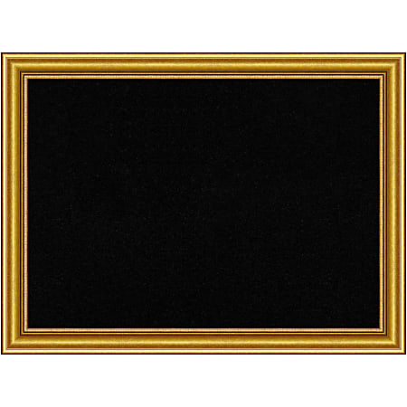 Amanti Art Rectangular Non-Magnetic Cork Bulletin Board, Black, 32” x 24”, Townhouse Gold Wood Frame