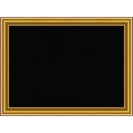 Amanti Art Rectangular Non-Magnetic Cork Bulletin Board, Black, 32” x 24”, Townhouse Gold Wood Frame