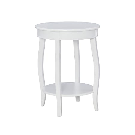 Powell Nora Round Side Table With Shelf, 24"H x 18"Dia., White