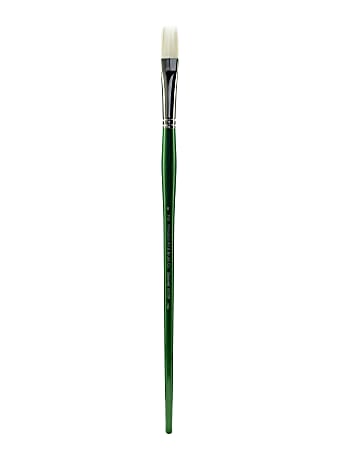 Princeton Synthetic Bristle Oil And Acrylic Paint Brush 6100, Size 8, Flat Bristle, Synthteic, Green