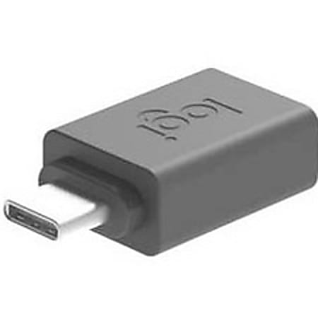 Logitech LOGI USB-C TO A Adaptor - 1 x 24-pin Type C USB Male - 1 x 9-pin Type A USB 2.0 USB Female - Black - 1