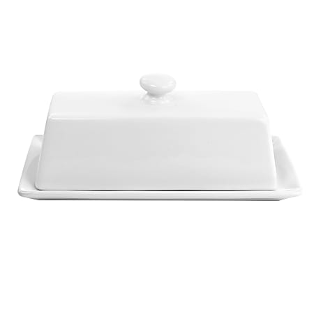 Martha Stewart Ceramic Butter Dish With Lid, White