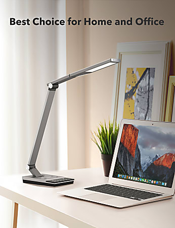 WorkPro LED USB Desk Lamp with Wireless Charger and Timer 17 12 H Brushed  MetalGray - Office Depot