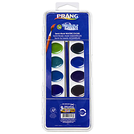 Prang® Washable Watercolors 16-Color Set With Brush, Assorted Colors