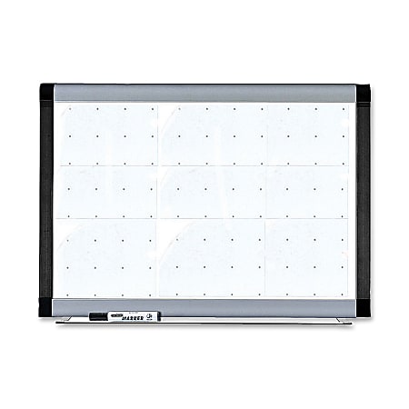 Lorell® Magnetic Unframed Dry-Erase Whiteboard With Grid Lines, 48" x 36", Ebony/Silver Metal Frame