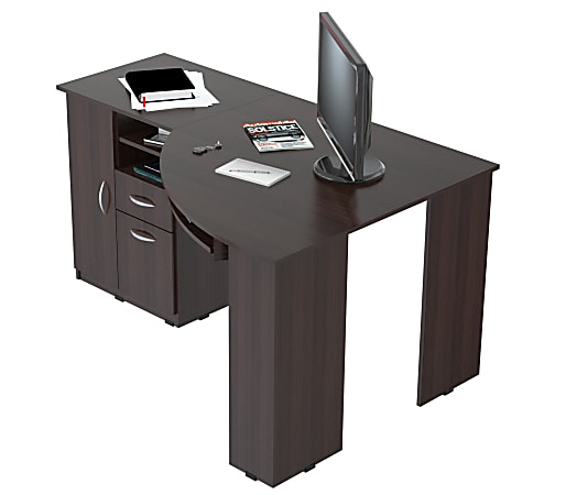 Inval 59 W Corner Desk Espresso Wengue Office Depot