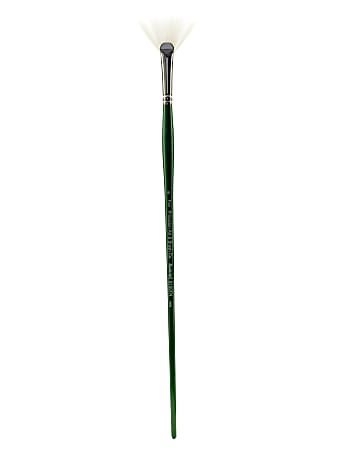 Princeton Synthetic Bristle Oil And Acrylic Paint Brush 6100, Size 6, Fan Bristle, Synthetic, Green