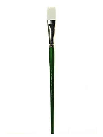 Princeton Synthetic Bristle Oil And Acrylic Paint Brush 6100, Size 12, Flat Bristle, Synthetic, Green