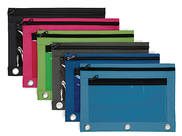 Office Depot® Brand Pencil Pouch With Clear Window, 8" x 10-1/4", Assorted Colors