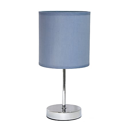 Simple Designs Mini Basic Table Lamp with Fabric Shade, 11"H, Purple/Chrome