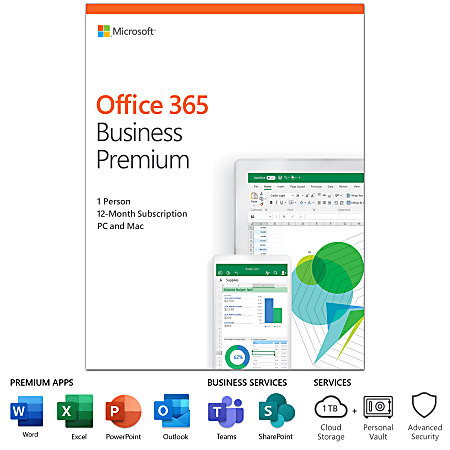 Office 365 Business Premium, For PC/Mac®, 1 Year Subscription