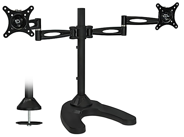 Mount-It! Dual LCD Mount Stand For 13 - 27" Monitors, 19"H x 35-1/2"W x 5"D, Black