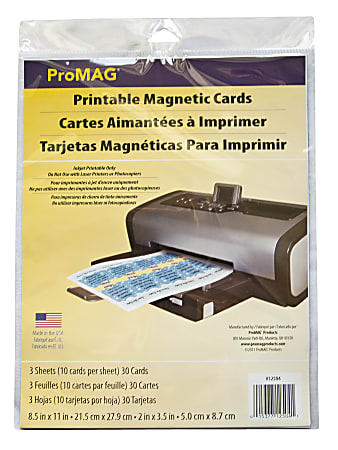 ProMAG Inkjet Magnetic Business Card Sheets, 10 Cards Per Sheet, Pack Of 3 Sheets