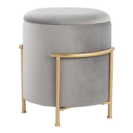 Lumisource Rhonda Glam Storage Ottoman, Silver/Gold