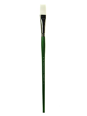 Princeton Synthetic Bristle Oil And Acrylic Paint Brush 6100, Size 10, Flat Bristle, Synthetic, Green