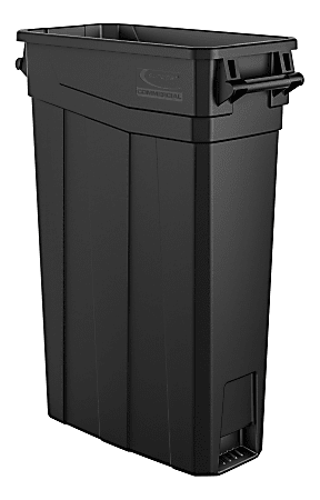 Suncast Commercial Narrow Rectangular Resin Trash Can, With Handles, 23 Gallons, 30"H x 11"W x 22"D, Black