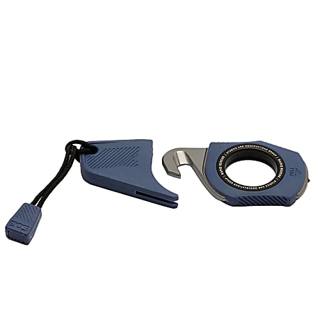 SOG® Rapid Rescue Stainless Steel Pocket Seatbelt Cutter And Glass Breaker With Removable Sheath, Midnight Blue