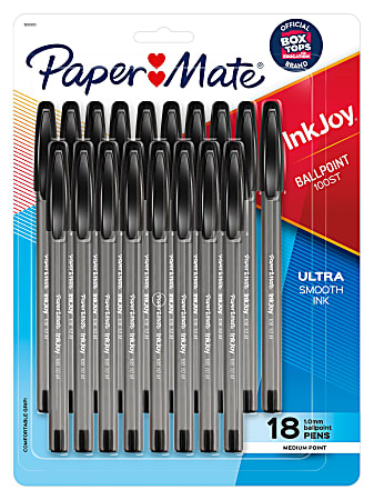 Paper Mate InkJoy 100ST Ballpoint Pens, Medium Point (1.0mm), Black, 18 Count